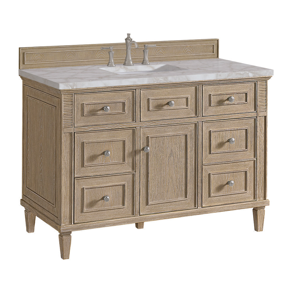 James Martin - Lorelai 48" Single Vanity, Whitewashed Oak w/ 3 CM Victorian Silver Silestone Top - 424-V48-WWO-3VSL view 10