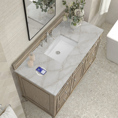 James Martin - Lorelai 48" Single Vanity, Whitewashed Oak w/ 3 CM Victorian Silver Silestone Top w/FreePower Wireless Charger - 424-V48-WWO-FVSL view 8
