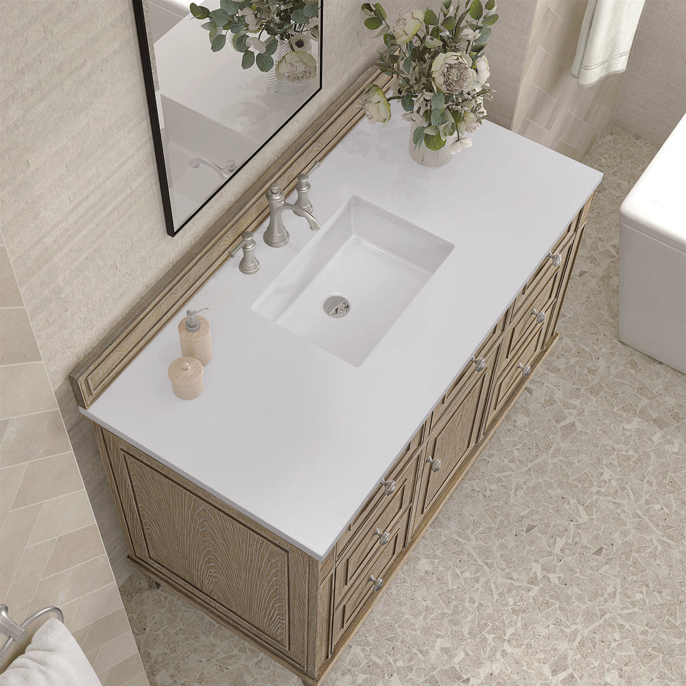 James Martin - Lorelai 48" Single Vanity, Whitewashed Oak w/ 3 CM White Zeus Silestone Top - 424-V48-WWO-3WZ view 8