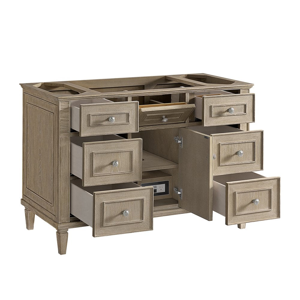 James Martin - Lorelai 48" Single Vanity, Whitewashed Oak w/ 3 CM White Zeus Silestone Top - 424-V48-WWO-3WZ view 10