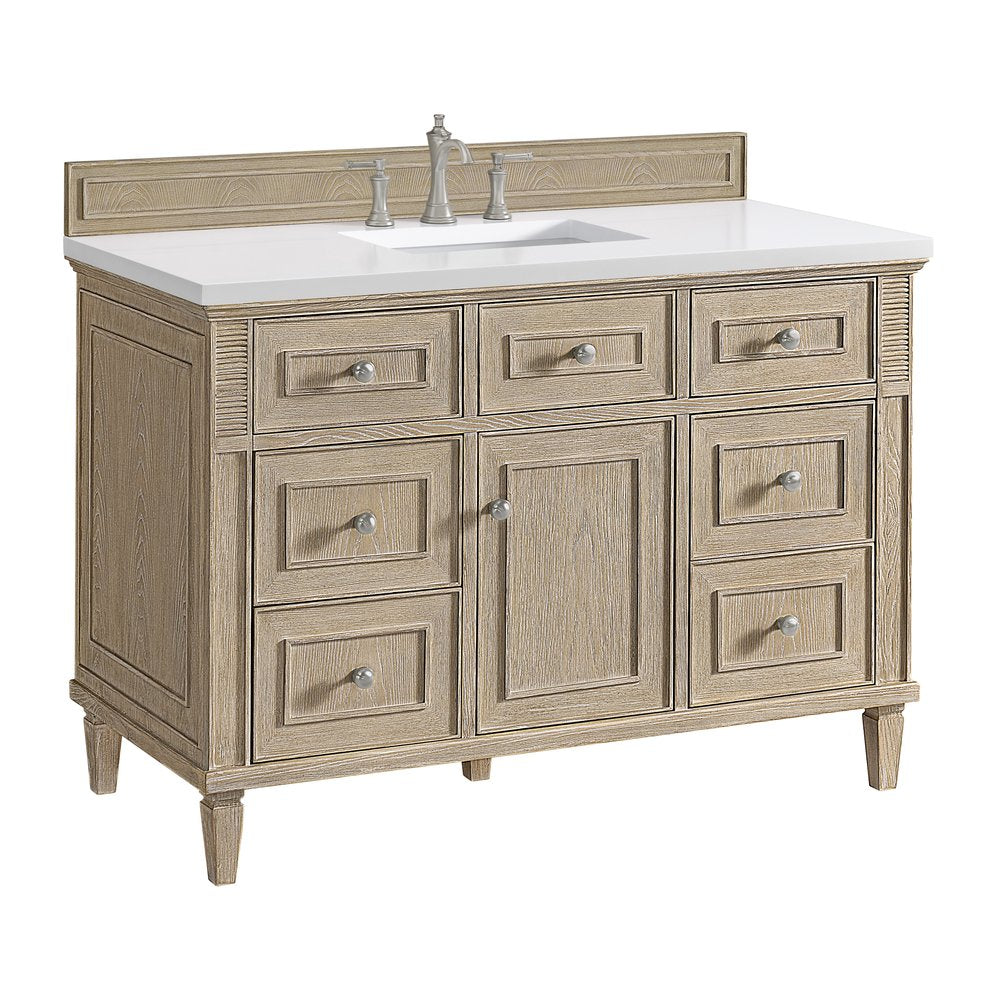 James Martin - Lorelai 48" Single Vanity, Whitewashed Oak w/ 3 CM White Zeus Silestone Top - 424-V48-WWO-3WZ view 12