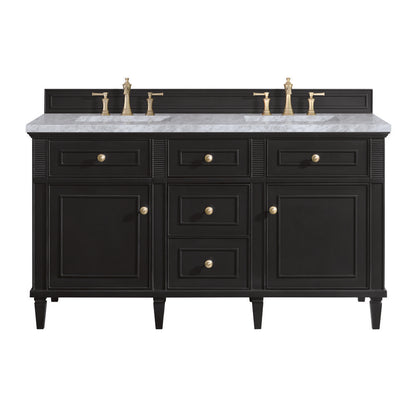 James Martin - Lorelai 60" Double Vanity, Black Onyx w/ 3 CM Carrara White Marble Top - 424-V60D-BKO-3CAR view 1