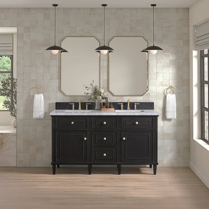 James Martin - Lorelai 60" Double Vanity, Black Onyx w/ 3 CM Carrara White Marble Top - 424-V60D-BKO-3CAR view 3