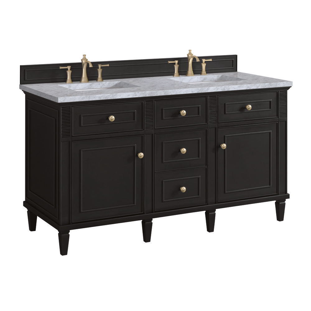 James Martin - Lorelai 60" Double Vanity, Black Onyx w/ 3 CM Carrara White Marble Top - 424-V60D-BKO-3CAR view 10