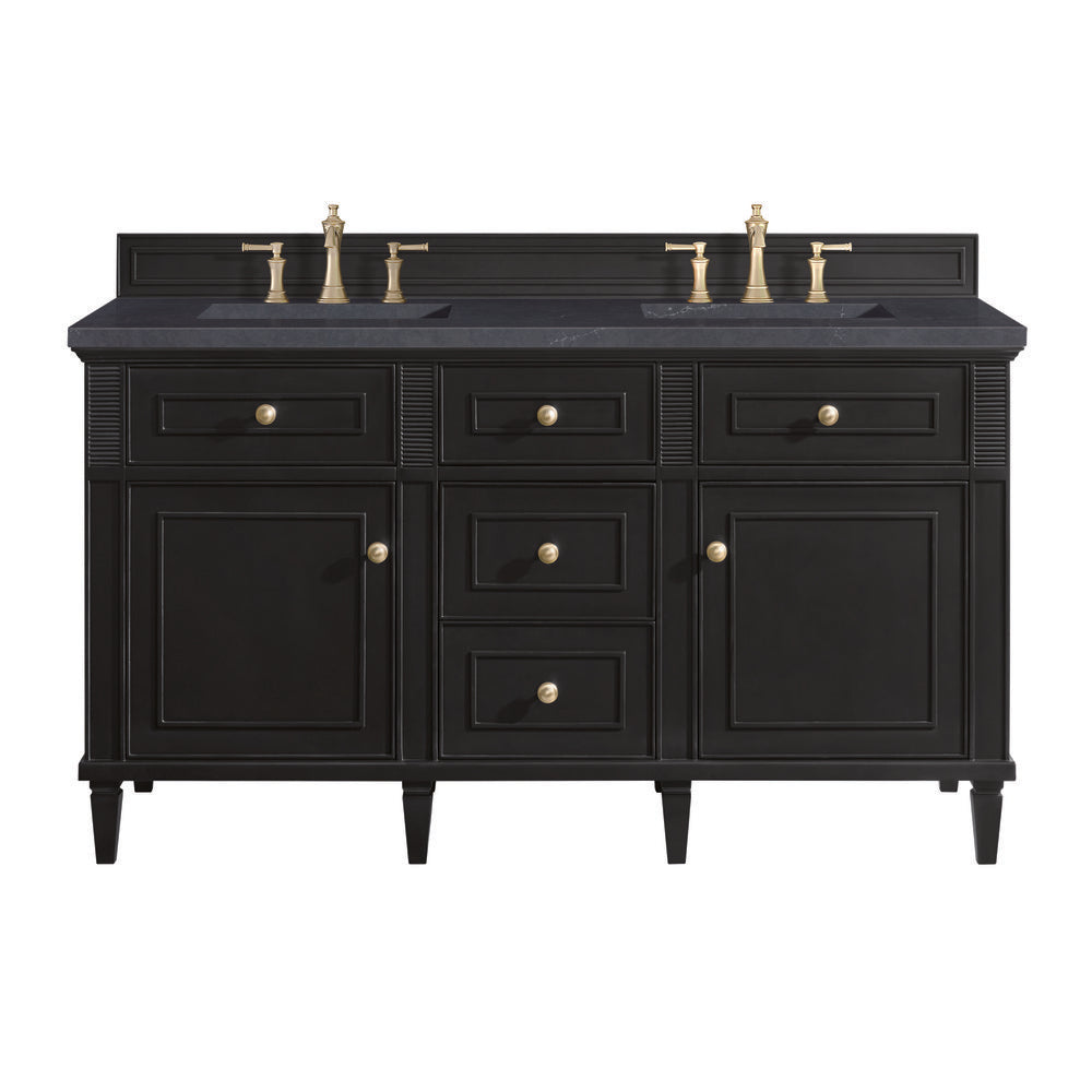 James Martin - Lorelai 60" Double Vanity, Black Onyx w/ 3 CM Charcoal Soapstone Silestone Top - 424-V60D-BKO-3CSP view 1
