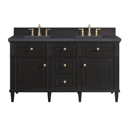 James Martin - Lorelai 60" Double Vanity, Black Onyx w/ 3 CM Charcoal Soapstone Silestone Top - 424-V60D-BKO-3CSP view 1