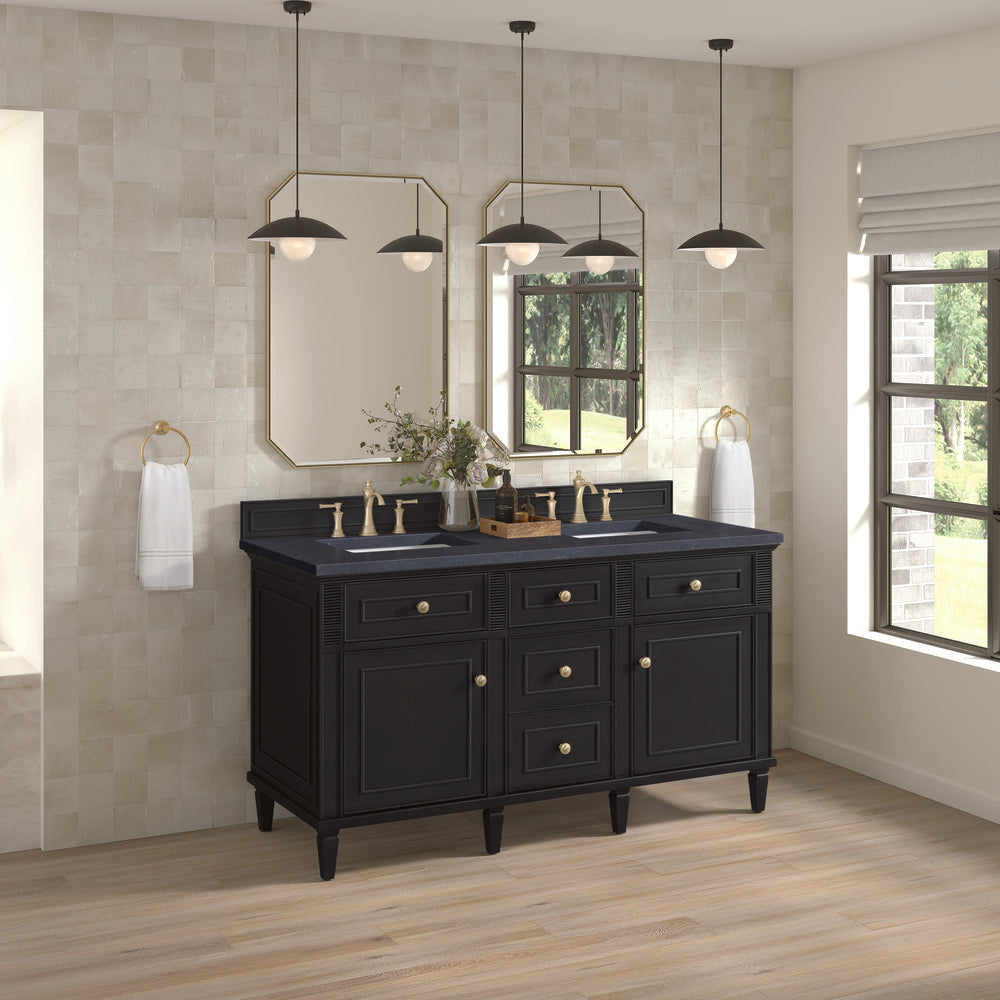James Martin - Lorelai 60" Double Vanity, Black Onyx w/ 3 CM Charcoal Soapstone Silestone Top - 424-V60D-BKO-3CSP view 4