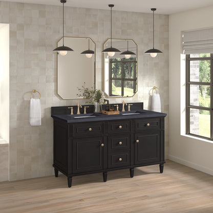 James Martin - Lorelai 60" Double Vanity, Black Onyx w/ 3 CM Charcoal Soapstone Silestone Top - 424-V60D-BKO-3CSP view 4
