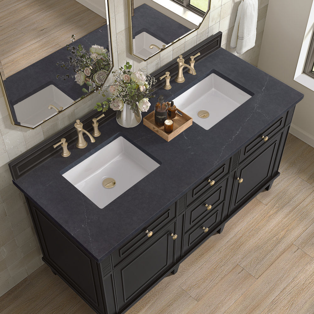 James Martin - Lorelai 60" Double Vanity, Black Onyx w/ 3 CM Charcoal Soapstone Silestone Top - 424-V60D-BKO-3CSP view 7