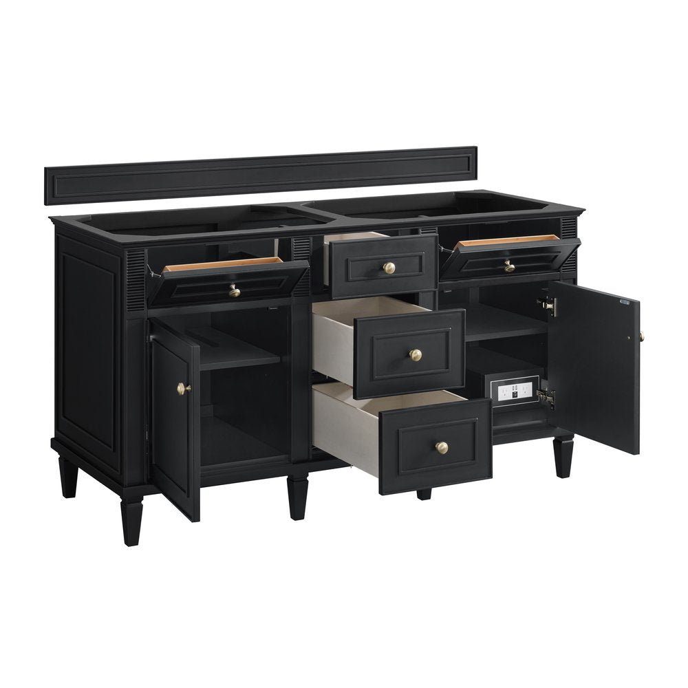 James Martin - Lorelai 60" Double Vanity, Black Onyx w/ 3 CM Charcoal Soapstone Silestone Top - 424-V60D-BKO-3CSP view 8