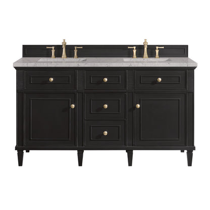James Martin - Lorelai 60" Double Vanity, Black Onyx w/ 3 CM Eternal Jasmine Pearl Silestone Top - 424-V60D-BKO-3EJP view 1
