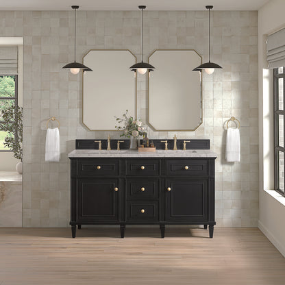James Martin - Lorelai 60" Double Vanity, Black Onyx w/ 3 CM Eternal Jasmine Pearl Silestone Top - 424-V60D-BKO-3EJP view 3