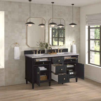 James Martin - Lorelai 60" Double Vanity, Black Onyx w/ 3 CM Eternal Jasmine Pearl Silestone Top - 424-V60D-BKO-3EJP view 5
