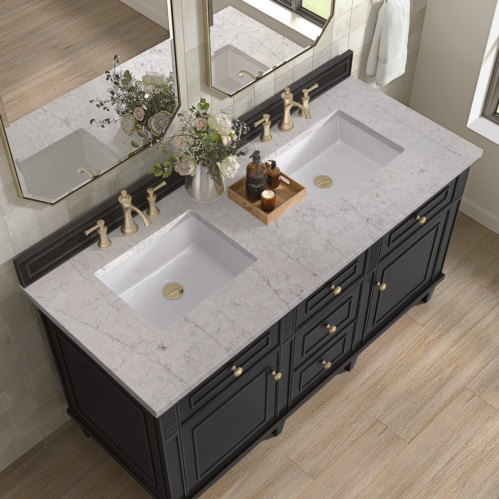James Martin - Lorelai 60" Double Vanity, Black Onyx w/ 3 CM Eternal Jasmine Pearl Silestone Top - 424-V60D-BKO-3EJP view 7