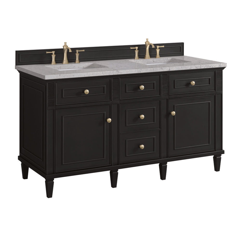 James Martin - Lorelai 60" Double Vanity, Black Onyx w/ 3 CM Eternal Jasmine Pearl Silestone Top - 424-V60D-BKO-3EJP view 10