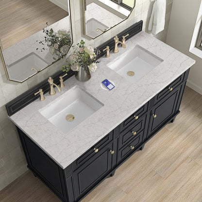 James Martin - Lorelai 60" Double Vanity, Black Onyx w/ 3 CM Eternal Jasmine Pearl Silestone Top w/FreePower Wireless Charger - 424-V60D-BKO-FEJP view 8