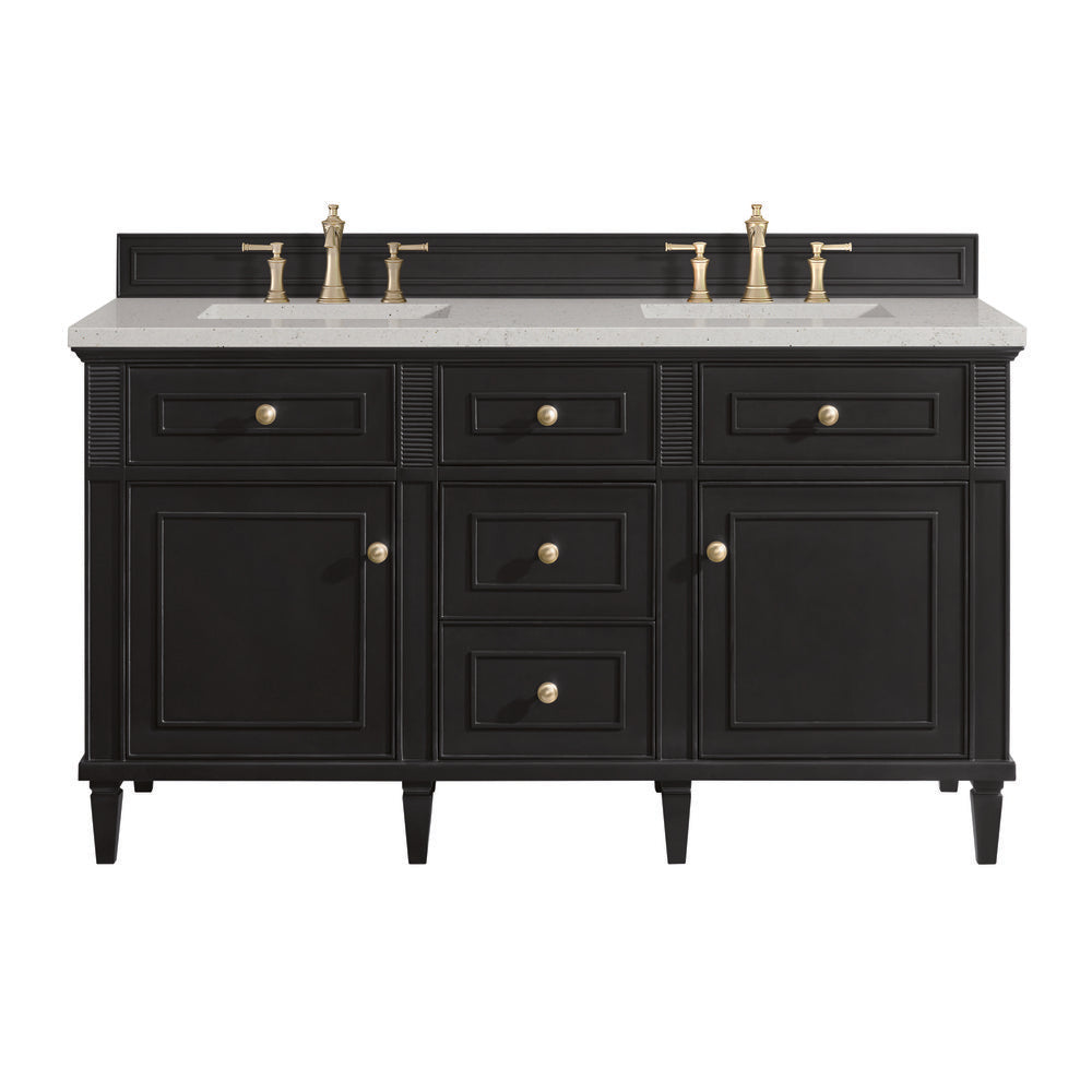James Martin - Lorelai 60" Double Vanity, Black Onyx w/ 3 CM Lime Delight Silestone Top - 424-V60D-BKO-3LDL view 1