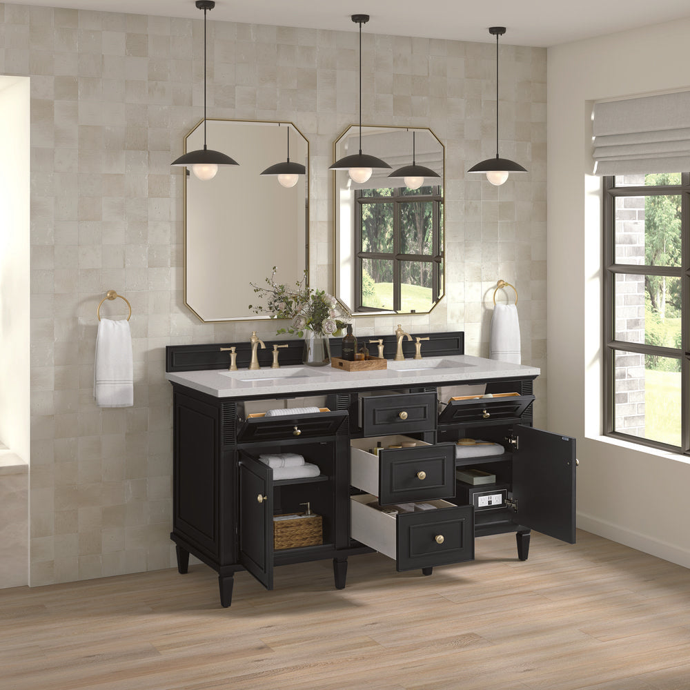 James Martin - Lorelai 60" Double Vanity, Black Onyx w/ 3 CM Lime Delight Silestone Top - 424-V60D-BKO-3LDL view 5