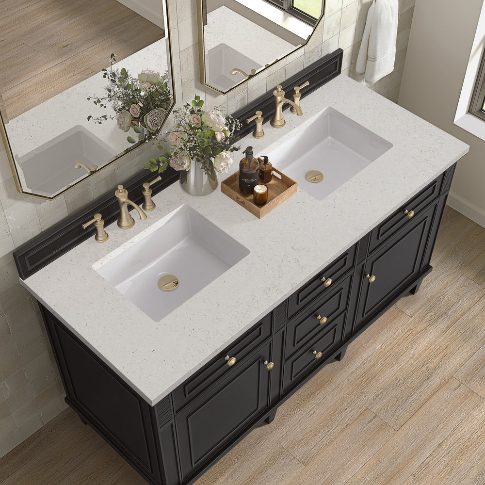 James Martin - Lorelai 60" Double Vanity, Black Onyx w/ 3 CM Lime Delight Silestone Top - 424-V60D-BKO-3LDL view 7