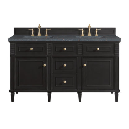 James Martin - Lorelai 60" Double Vanity, Black Onyx w/ 3 CM Parisien Bleu Silestone Top - 424-V60D-BKO-3PBL view 1