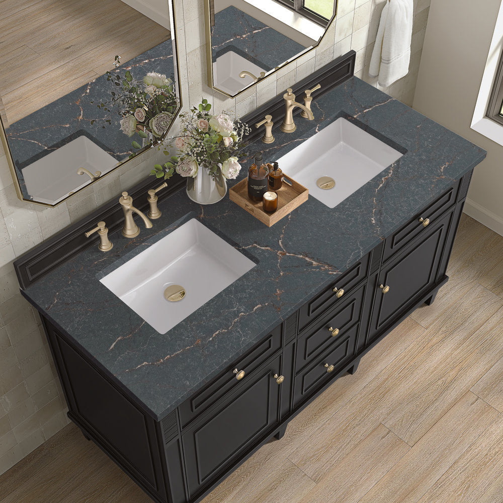 James Martin - Lorelai 60" Double Vanity, Black Onyx w/ 3 CM Parisien Bleu Silestone Top - 424-V60D-BKO-3PBL view 7