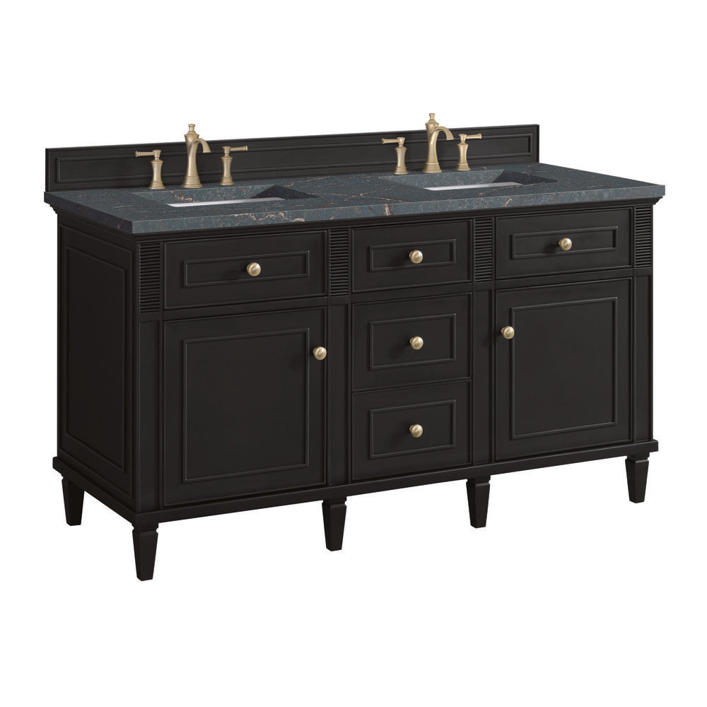 James Martin - Lorelai 60" Double Vanity, Black Onyx w/ 3 CM Parisien Bleu Silestone Top - 424-V60D-BKO-3PBL view 10