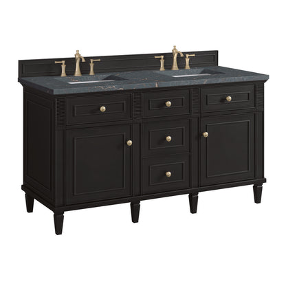 James Martin - Lorelai 60" Double Vanity, Black Onyx w/ 3 CM Parisien Bleu Silestone Top w/FreePower Wireless Charger - 424-V60D-BKO-FPBL view 11