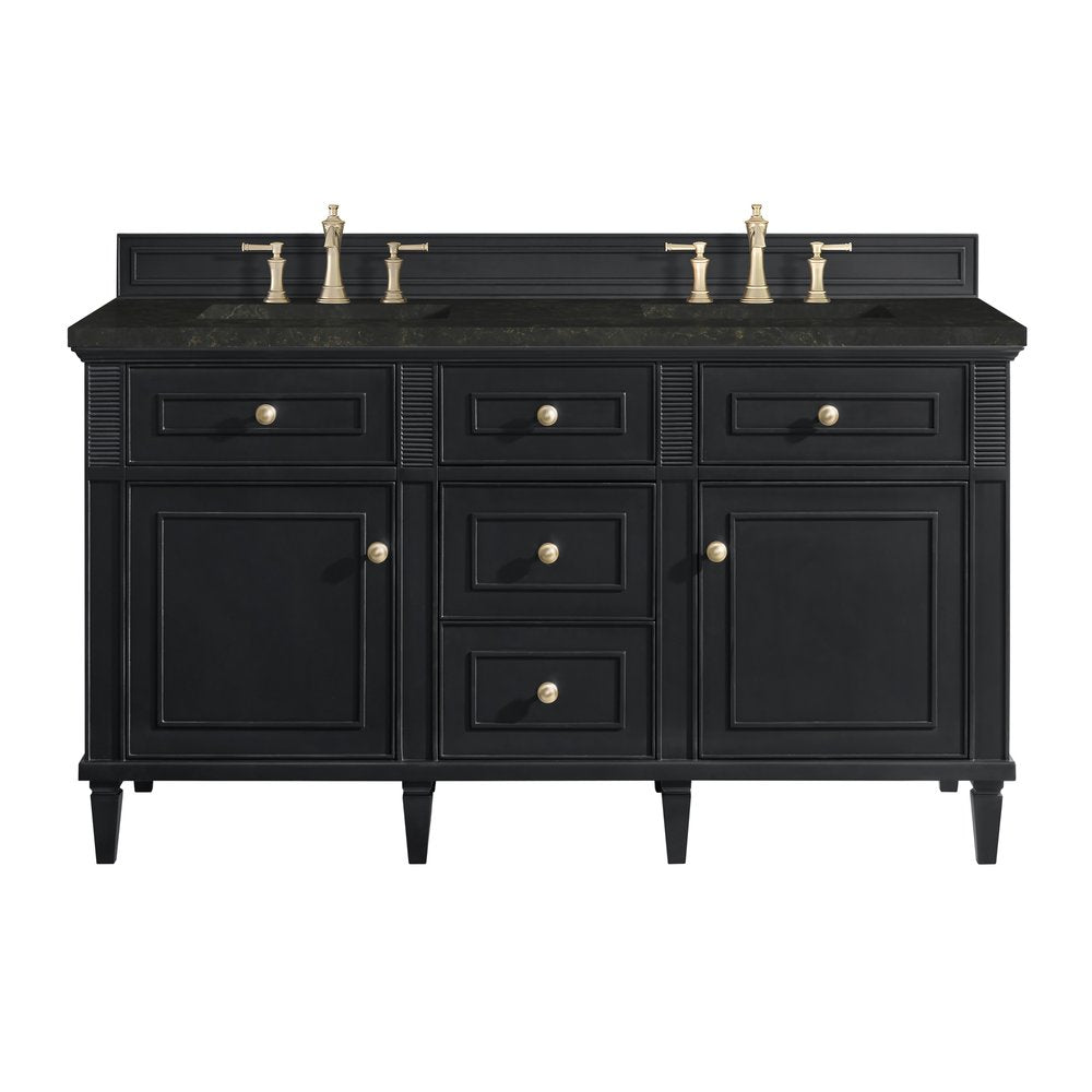 James Martin - Lorelai 60" Double Vanity, Black Onyx, w/ 3 CM Phantome Eclos Top - 424-V60D-BKO-3PHT view 1