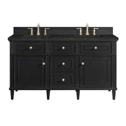 James Martin - Lorelai 60" Double Vanity, Black Onyx, w/ 3 CM Phantome Eclos Top - 424-V60D-BKO-3PHT view 1