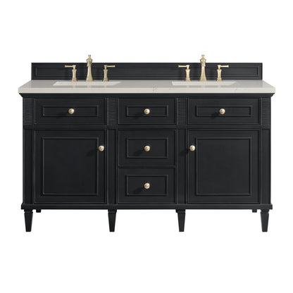 James Martin - Lorelai 60" Double Vanity, Black Onyx, w/ 3 CM Siberian Silestone Top - 424-V60D-BKO-3SFR view 1