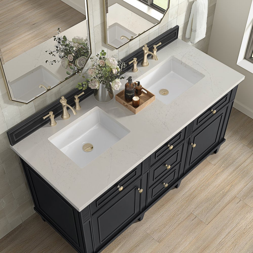 James Martin - Lorelai 60" Double Vanity, Black Onyx, w/ 3 CM Siberian Silestone Top - 424-V60D-BKO-3SFR view 7
