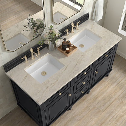 James Martin - Lorelai 60" Double Vanity, Black Onyx, w/ 3 CM Tajnar Eclos Top - 424-V60D-BKO-3TJR view 7