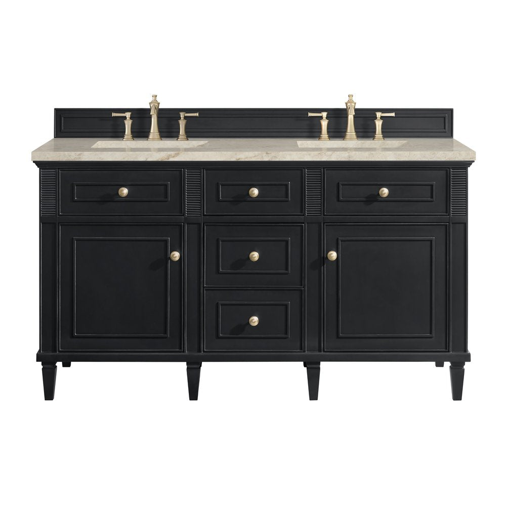 James Martin - Lorelai 60" Double Vanity, Black Onyx, w/ 3 CM Tajnar Eclos Top w/FreePower Wireless Charger - 424-V60D-BKO-FTJR view 1