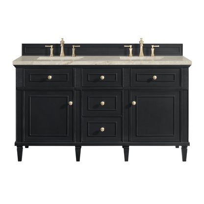 James Martin - Lorelai 60" Double Vanity, Black Onyx, w/ 3 CM Tajnar Eclos Top w/FreePower Wireless Charger - 424-V60D-BKO-FTJR view 1