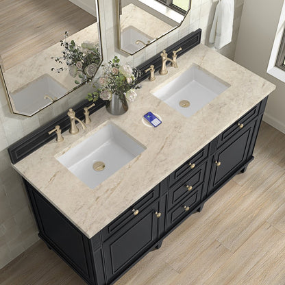 James Martin - Lorelai 60" Double Vanity, Black Onyx, w/ 3 CM Tajnar Eclos Top w/FreePower Wireless Charger - 424-V60D-BKO-FTJR view 7
