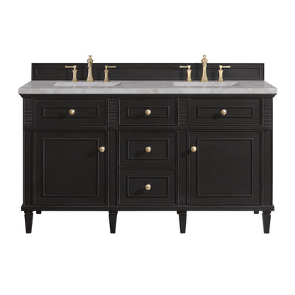 James Martin - Lorelai 60" Double Vanity, Black Onyx w/ 3 CM Victorian Silver Silestone Top - 424-V60D-BKO-3VSL view 1