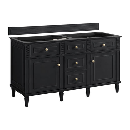 James Martin - Lorelai 60" Double Vanity, Black Onyx w/ 3 CM Victorian Silver Silestone Top - 424-V60D-BKO-3VSL view 2