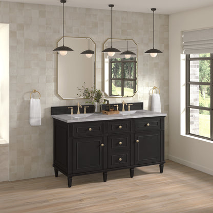 James Martin - Lorelai 60" Double Vanity, Black Onyx w/ 3 CM Victorian Silver Silestone Top - 424-V60D-BKO-3VSL view 4