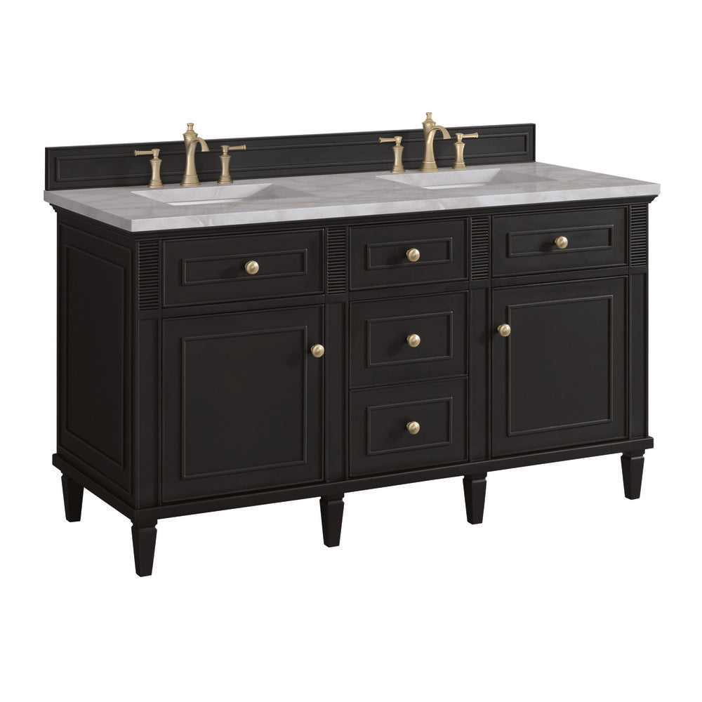 James Martin - Lorelai 60" Double Vanity, Black Onyx w/ 3 CM Victorian Silver Silestone Top - 424-V60D-BKO-3VSL view 10