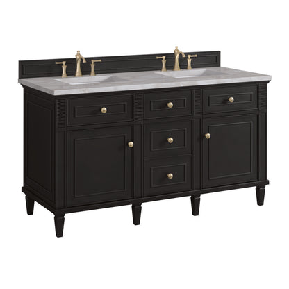 James Martin - Lorelai 60" Double Vanity, Black Onyx w/ 3 CM Victorian Silver Silestone Top - 424-V60D-BKO-3VSL view 10
