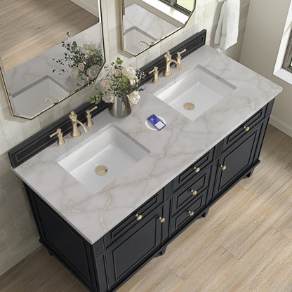 James Martin - Lorelai 60" Double Vanity, Black Onyx w/ 3 CM Victorian Silver Silestone Top w/FreePower Wireless Charger - 424-V60D-BKO-FVSL view 8