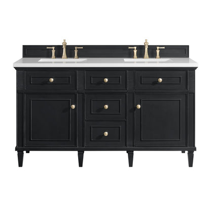 James Martin - Lorelai 60" Double Vanity, Black Onyx w/ 3 CM White Zeus Silestone Top - 424-V60D-BKO-3WZ view 1