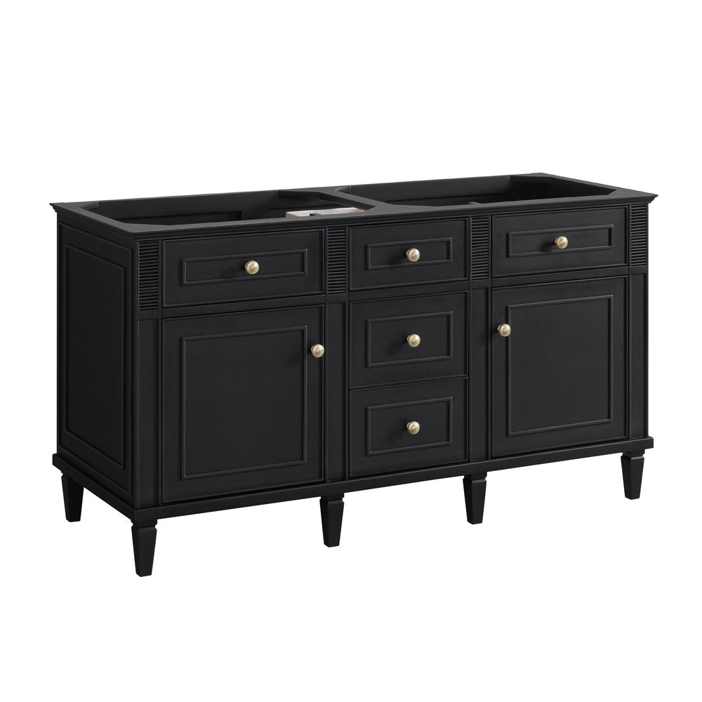 James Martin - Lorelai 60" Double Vanity, Black Onyx w/ 3 CM White Zeus Silestone Top - 424-V60D-BKO-3WZ view 2