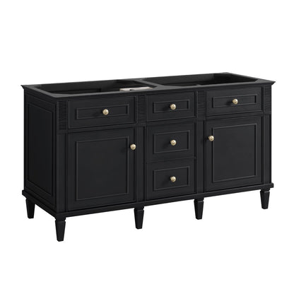 James Martin - Lorelai 60" Double Vanity, Black Onyx w/ 3 CM White Zeus Silestone Top - 424-V60D-BKO-3WZ view 2