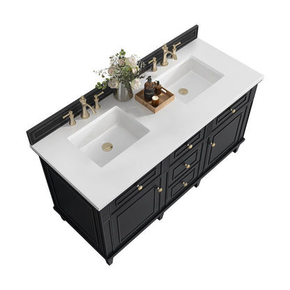 James Martin - Lorelai 60" Double Vanity, Black Onyx w/ 3 CM White Zeus Silestone Top - 424-V60D-BKO-3WZ view 8