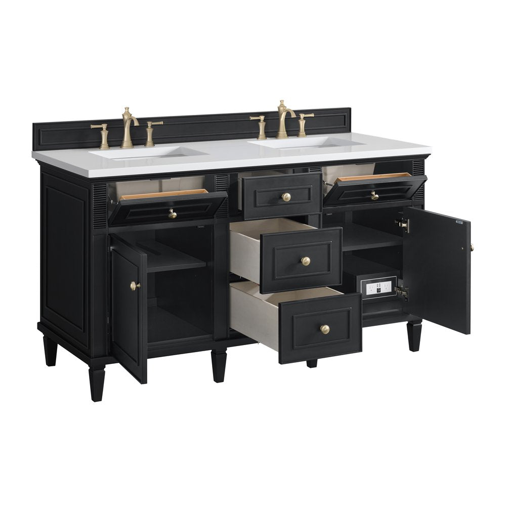 James Martin - Lorelai 60" Double Vanity, Black Onyx w/ 3 CM White Zeus Silestone Top - 424-V60D-BKO-3WZ view 9