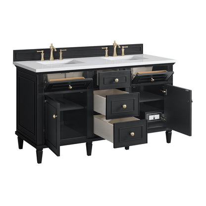 James Martin - Lorelai 60" Double Vanity, Black Onyx w/ 3 CM White Zeus Silestone Top - 424-V60D-BKO-3WZ view 9