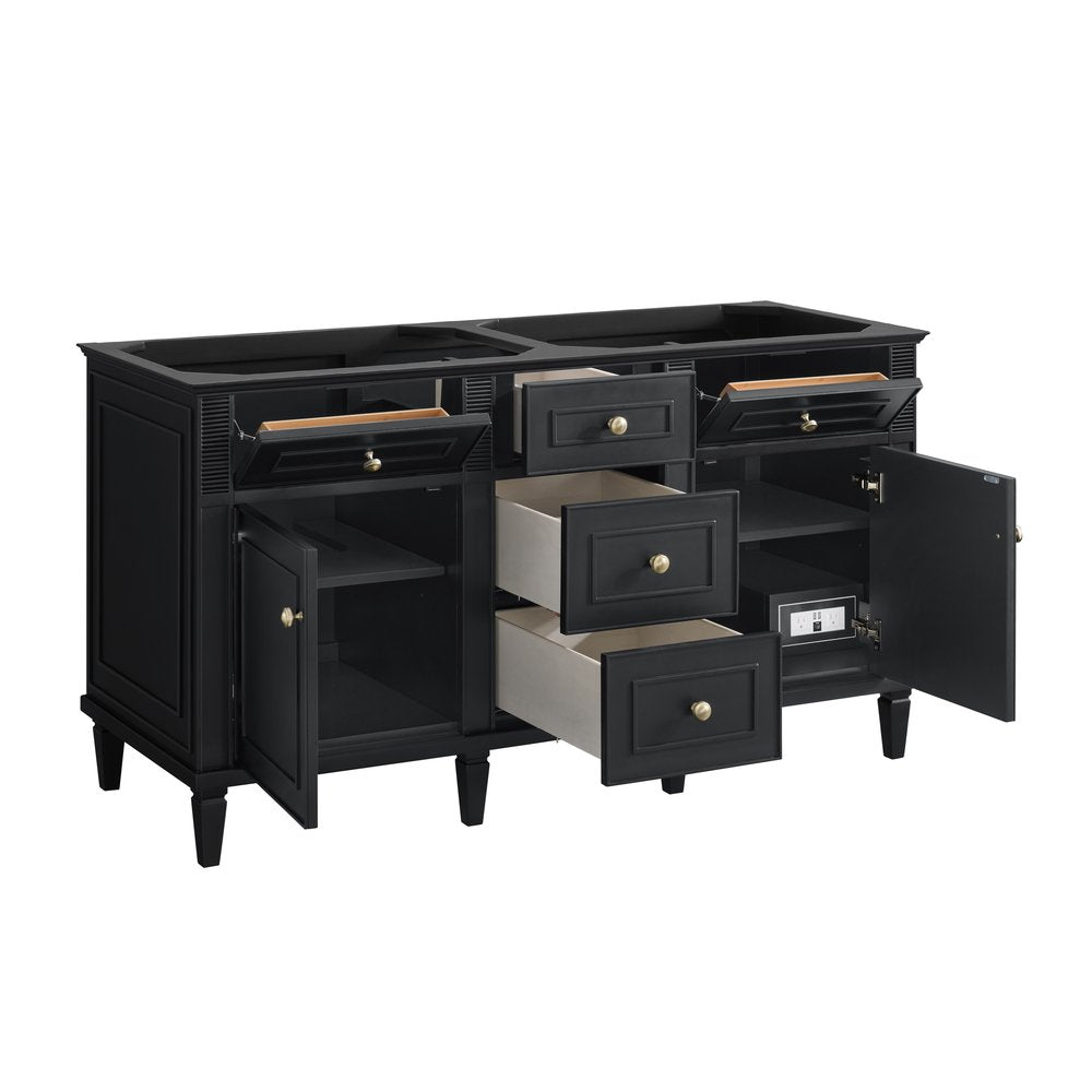 James Martin - Lorelai 60" Double Vanity, Black Onyx w/ 3 CM White Zeus Silestone Top - 424-V60D-BKO-3WZ view 10