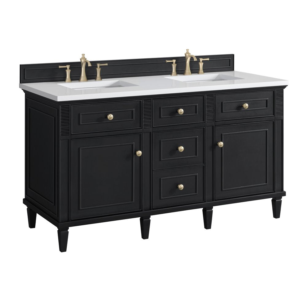 James Martin - Lorelai 60" Double Vanity, Black Onyx w/ 3 CM White Zeus Silestone Top - 424-V60D-BKO-3WZ view 12