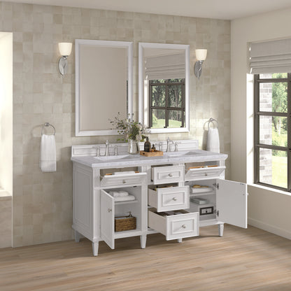 James Martin - Lorelai 60" Double Vanity, Bright White w/ 3 CM Carrara White Marble Top - 424-V60D-BW-3CAR view 6
